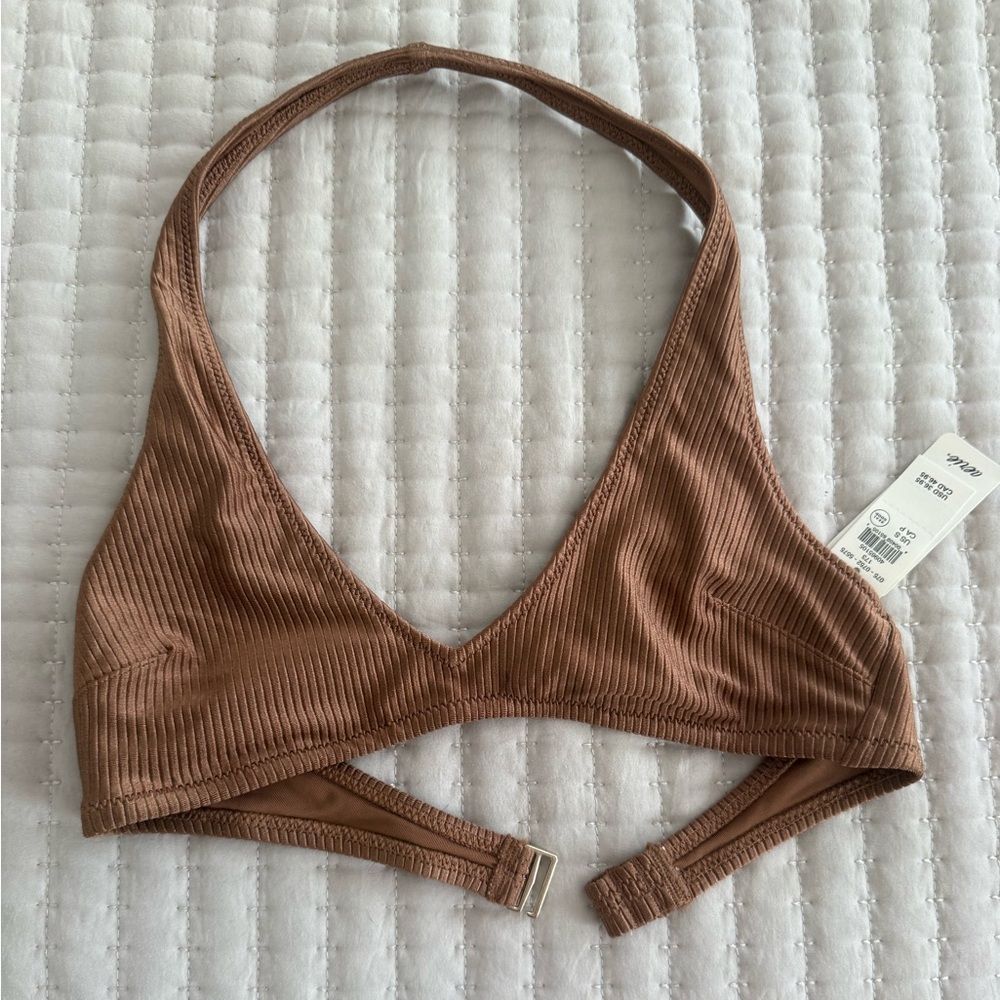 Aerie Ribbed Brown Bikini Top